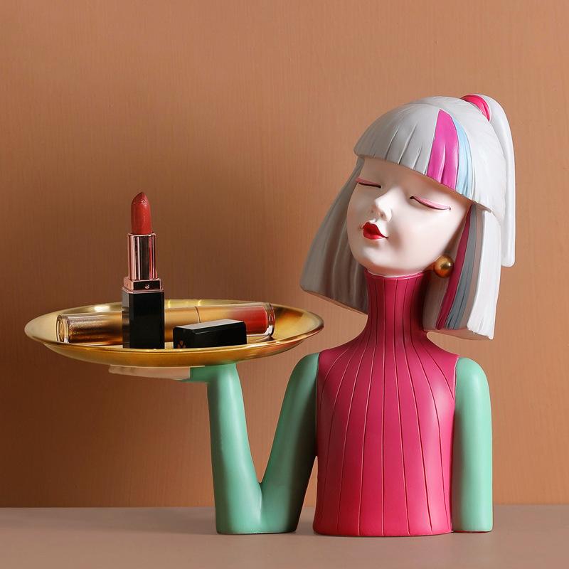 Creative Girl's Entrance Key Storage Ornaments Light Luxury Living Room TV Cabinet Home Decoration Bedside Table Small Ornaments