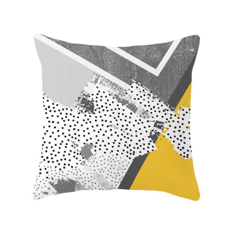 Yellow Geometric Theme Throw Pillow Covers With Digital Printing Of Short Plush Fabric Car-Shaped Sofa Cushion Office Home Decor