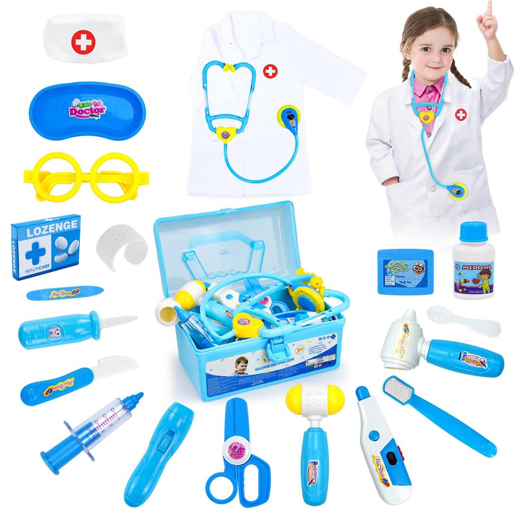 Fajiabao Doctor Play Set Toys Pretend Doctor Doctor Set Pretend Dentist Stethoscope Toy Storage Montessori Toy Educational Toy Pretend Play Animal