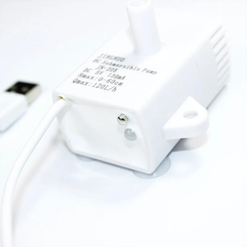 JN-206 Погружной водяной насос DC/USB 5V - 120 л/ч Бесщеточный фонтанчик для домашних животных для аквариума/питьевых фонтанчиков для кошек со светодиодом и автоотключением