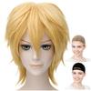 CaseEden Cosplay Wig, Short, 30cm, Heat-Resistant, Mixed Gold Blonde, Includes 2 Wig Nets