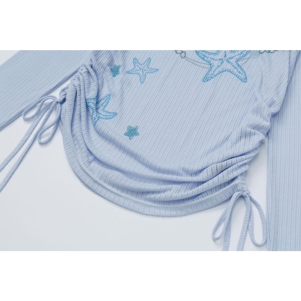 Y2k Women T Shirts Print Long Sleeve Tees Ropa Mujer Off Shoulder Drawstring Tunic Tshirt Sexy T-shirts