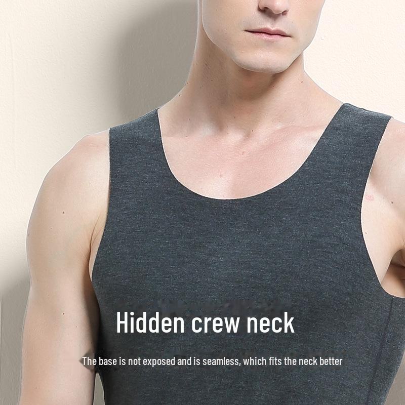 Мужской бесшовный терможилет из шелка и шерсти - утолщенный бархат, без рукавов, осенне-зимняя одежда