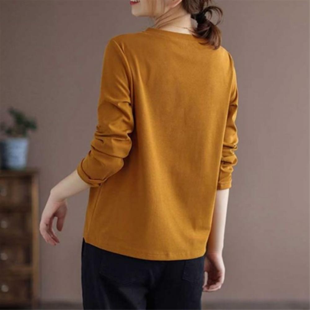 New ArriVals Open Run Women Daily Patch V Neck Long sleeVe Tee