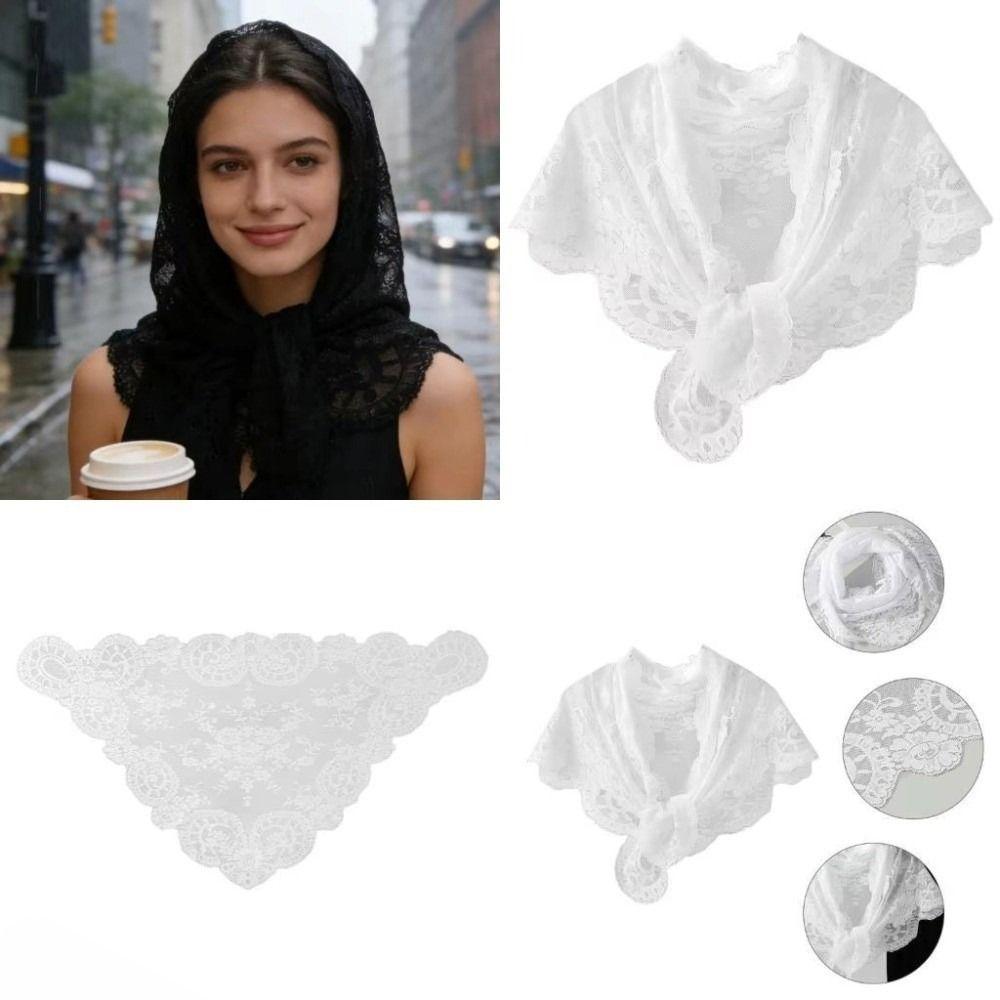 French Style Lace Triangle Scarf Vintage Wedding Headscarf All-match Crochet Head Scarf Party