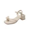 Versatile Niche French Silver Pearl Sandals 2025 New Summer Fairy Style with Skirt Thick Heel Beach Sandals