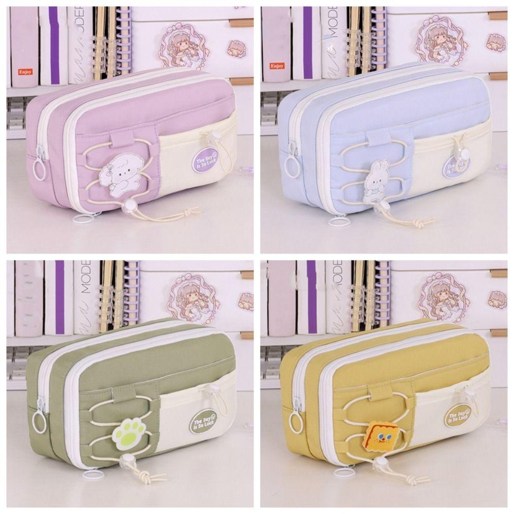 Flip Style Cute Pencil Pouch Large Capacity Gel Pen Organizer Simple Student Pencil Case Gift