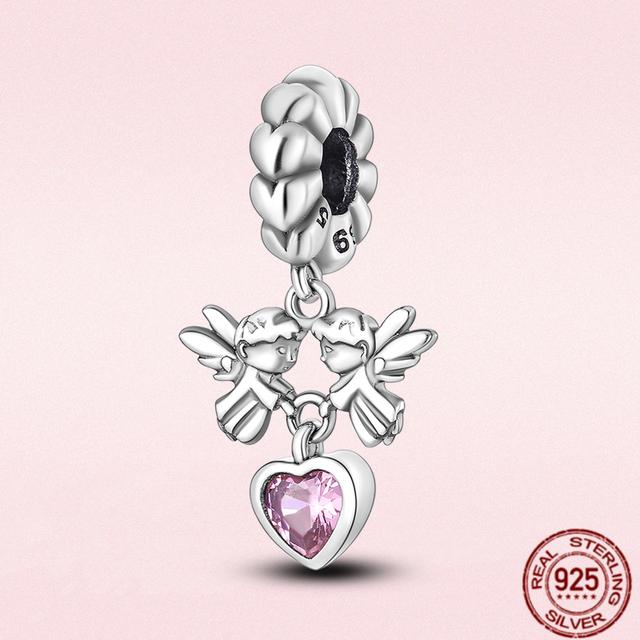 2023 New Pink Flowers Unicorn Flower Heart Mama Forever Love Beads Fit Original Fasion Glamour 925 Silver Bracelet Jewelry