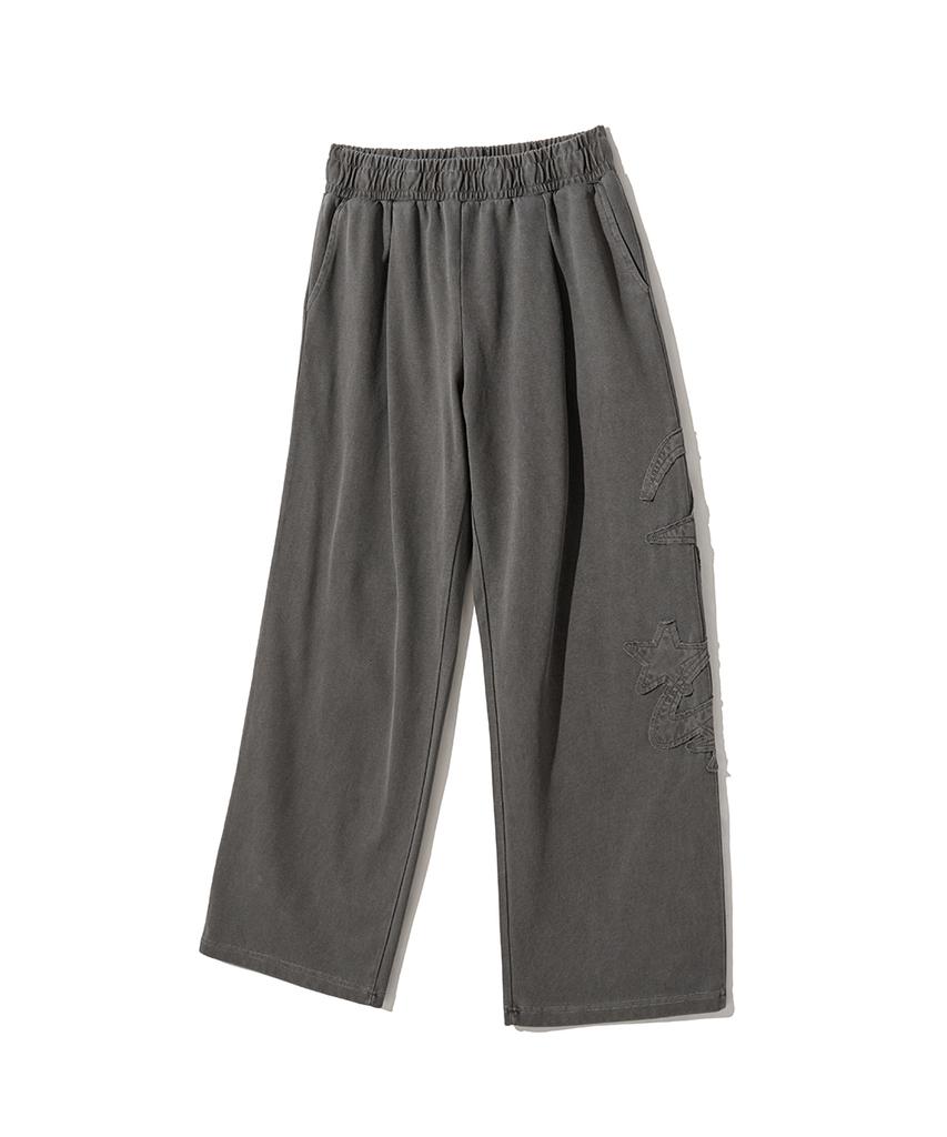 GAKKAI UNIONS Shiny Applique Wide Sweatpants Charcoal