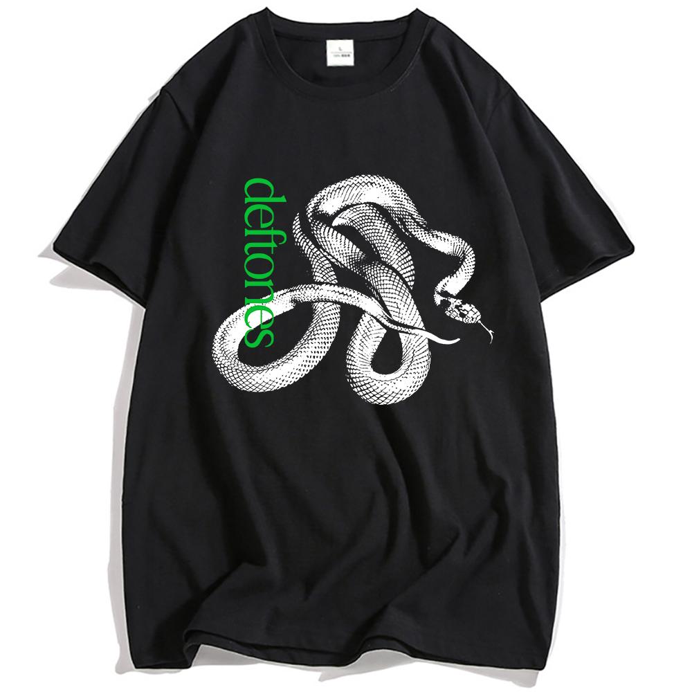 Унисекс хлопковая футболка с графикой змеи Deftones - Повседневная с коротким рукавом стандартной посадки