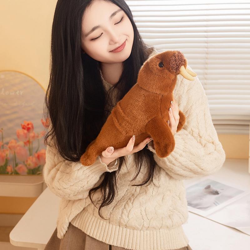 Kawaii Sea Plush Toys Soft Fluffy Seal Doll Cute Walrus Desktop Pets Plushie Walrus Office Companion Simulation Gift