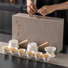 Suet Jade White Porcelain Side Handle Pot Kung Fu Tea Set High-end Home Tea Art Office Simple Teapot Teacup
