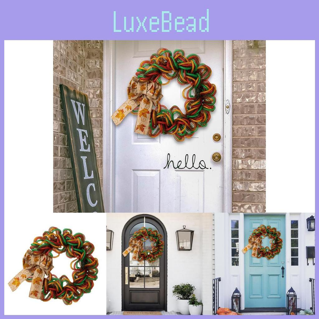 Vibrant Thanksgiving Maple Leaf Bow Decor Wreath For Home And Door Display