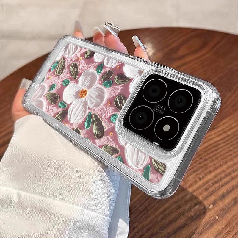 Милый чехол для телефона с рисунком маслом и цветком для Xiaomi 13T 11T Poco F6 X6 Pro Redmi Note 13 12 11 10 Pro Max, тонкий, мягкий, противоударный, прозрачный силиконовый чехол