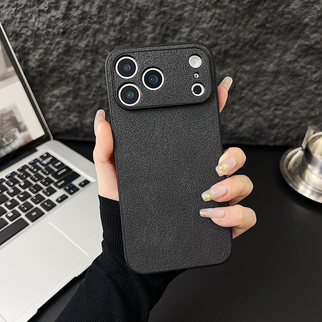 Lychee Pattern Large Window Phone Case for Apple 16PRO/16/17PROMAX with Precise Holes, Trendy Acrylic Design