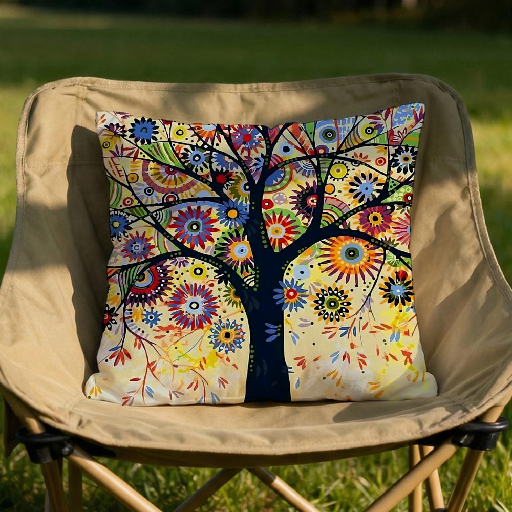 Colored Tree Cushion Cover Soft Reversible Durable Pillow Cover MultiScene Use for Home Car Daily Comfort