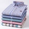 Basic Oxford Dress Shirt For Men Long Sleeve Cotton Solid Casual Plaid Striped Social Business Male