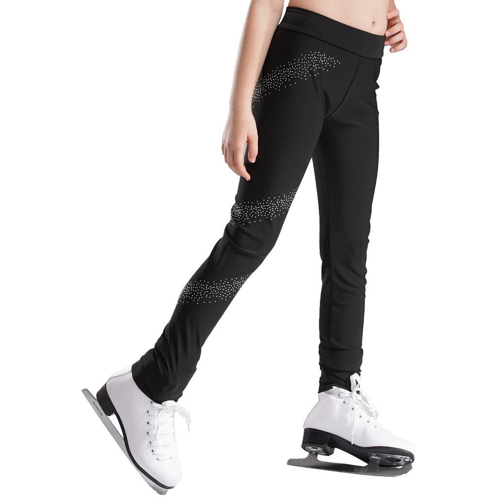 Детские штаны унисекс для фигурного катания со стразами, леггинсы для катания на коньках, тренировочная одежда