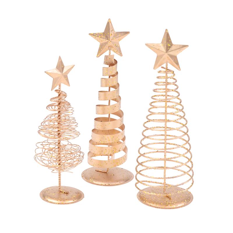 Iron Golden Christmas Tree Decoration Festive Tabletop Ornament Holiday Home Decor Xmas Tree Figurine Christmas Party Decoration