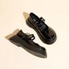 One-word Buckle Mary Jane Women's Shoes New Spring and Summer Retro Thick-soled Muffin Bottom Round Toe College Style Leather Shoes