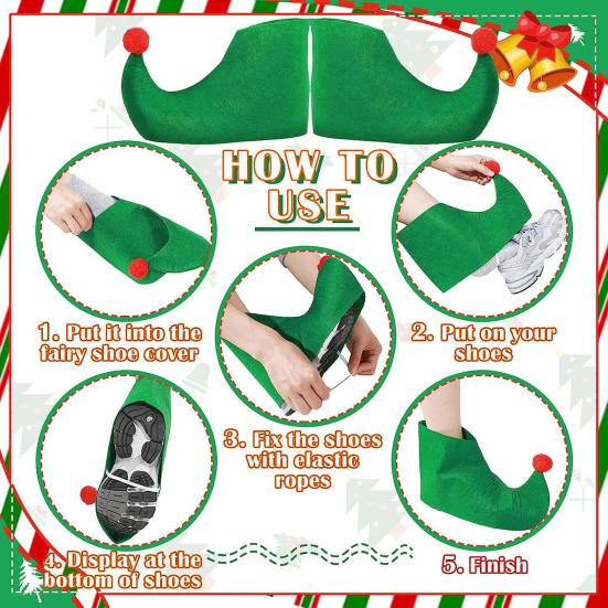 Yousheng 1 комплект костюма рождественского эльфа для детей и женщин, наряд эльфа, красное зеленое платье, шляпа, полосатые чулки, эльфийские уши, обувь, пояс, набор для девочек для рождественских вечеринок