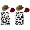 Western Fancy Dress Up Cowboy Hat Cow Printed Flannel Waistcoat And Print Bandanna Accessories Cowgirl