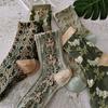 45422 Pairs Women Floral Cotton Socks Vintage Embroidered Patterned Crew Socks Ethnic Style Ankle Dress