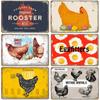 Chickens Tin Signs Metal Vintage Poster Rooster Hens Eggs Retro Plaque Wall Stickers Painting for Farm Door Home Decor
