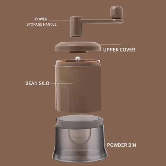 Manual Coffee Grinder Adjustable Smooth Grinding Coffee Mill with Clear Powder Container Portable Hand Crank Mill for Washing Coarse To Fine Grounds