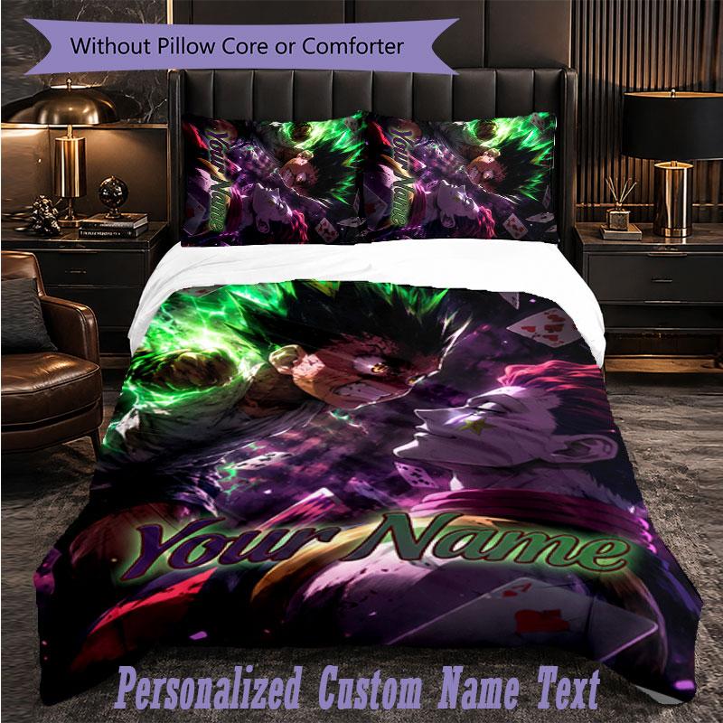 Personalized 3Pcs Bedding SetHunter × Hunter Custom Text Duvet Cover Pillowcase Set Bedroom Gift