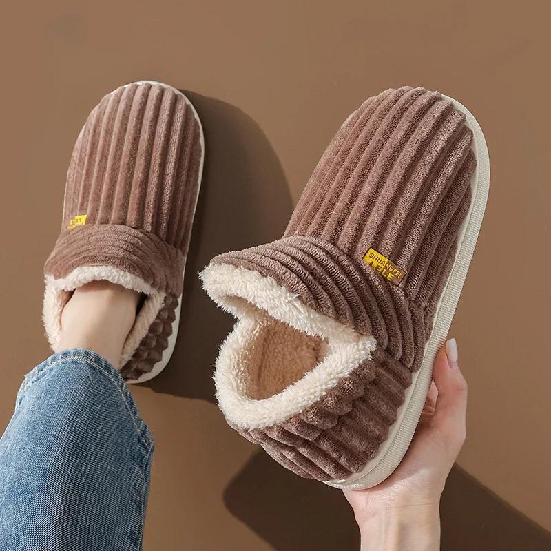 Зимние тапочки-мешки на каблуке, новые женские и мужские меховые тапочки, модные теплые туфли до щиколотки, плюшевые, уютные, мягкие, подошва, хлопковые туфли Zapatos