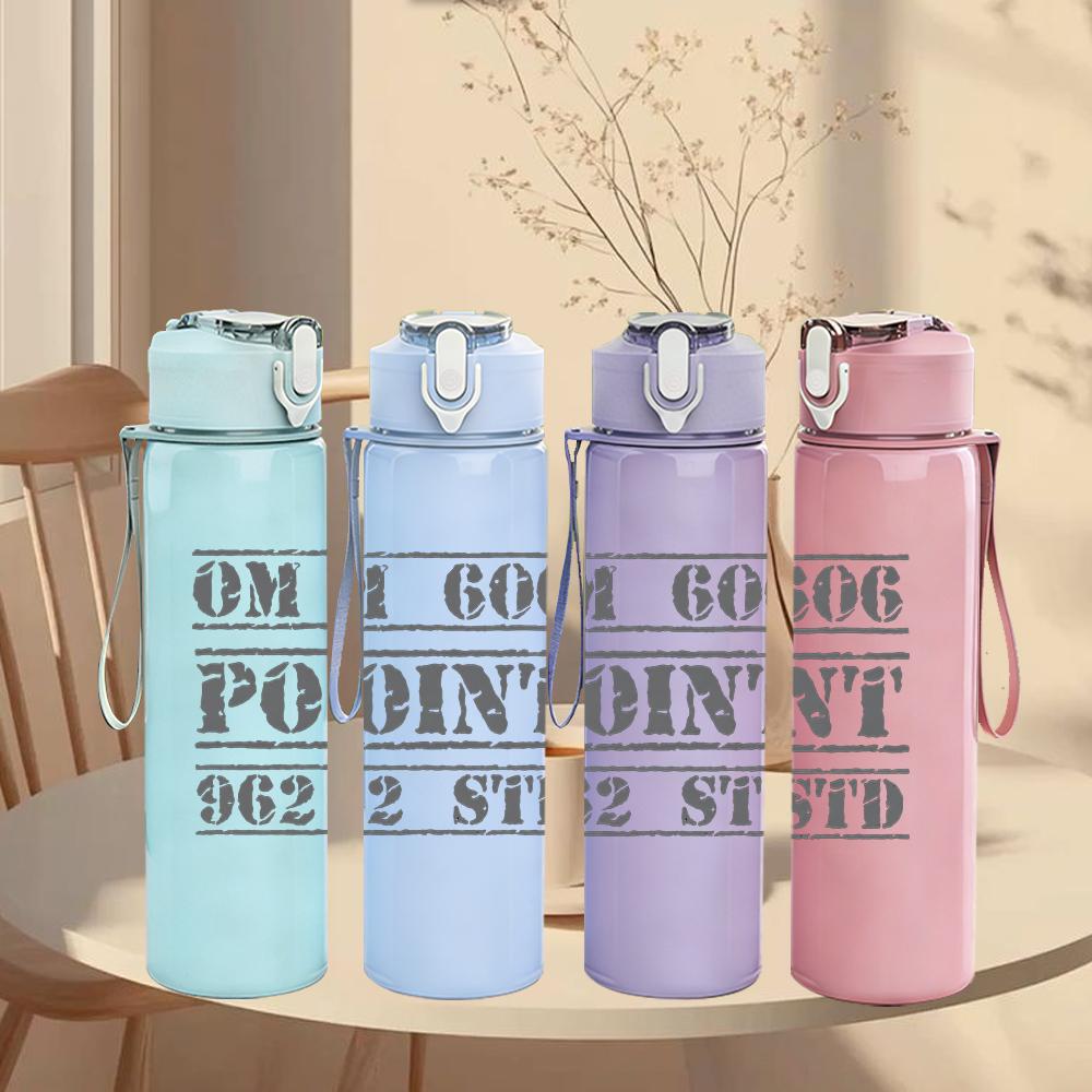 1PC OM 606 Minimalist Car Text Print 750ml Portable Sports Water Bottle Leakproof Gym Outdoor Travel Drink Cup