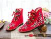 Vintage Flower Embroidered Women Canvas Boots Hidden Wedge Heel Ladies Platforms Shoes Comfort Booties Retro Boats De Mujer