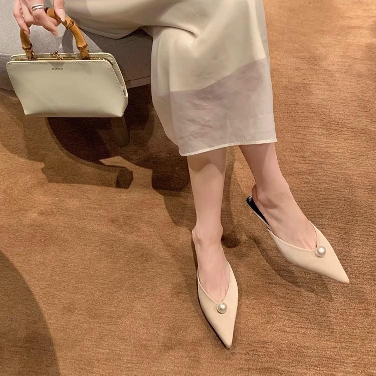 Версия из овчины~ Однопедальная сумка-голова полуприлегающие туфли-мюли женские 2025 новые французские нишевые женские сандалии с открытой пяткой