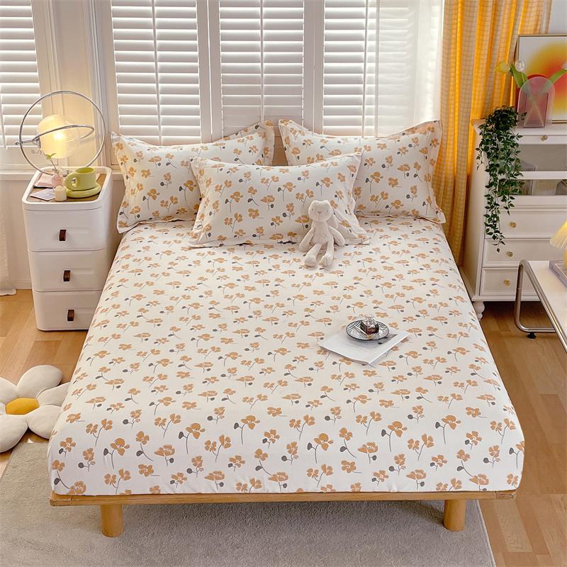 Комплект простыней на резинке с цветочным узором синего и белого цветов, комплект постельного белья из хлопка, приятное для кожи нескользящее покрывало с наволочками