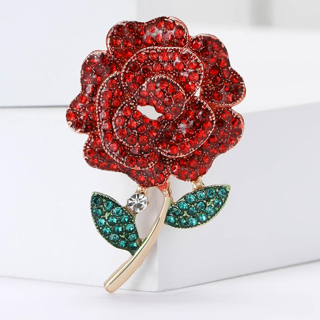 Delicate Alloy Rhinestone Rose Brooch Temperament Versatile Women'S Clothing Corsage Jewelry Pin