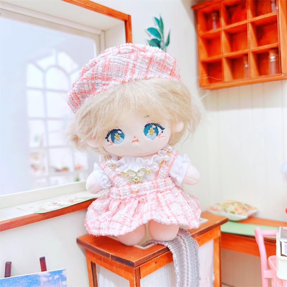 Niannyyhouse 10см~15см Плюшевая кукла Одежда, Шляпа, Белая рубашка, Юбка, Аксессуары, Хлопковая кукла, Наряды (розовый)
