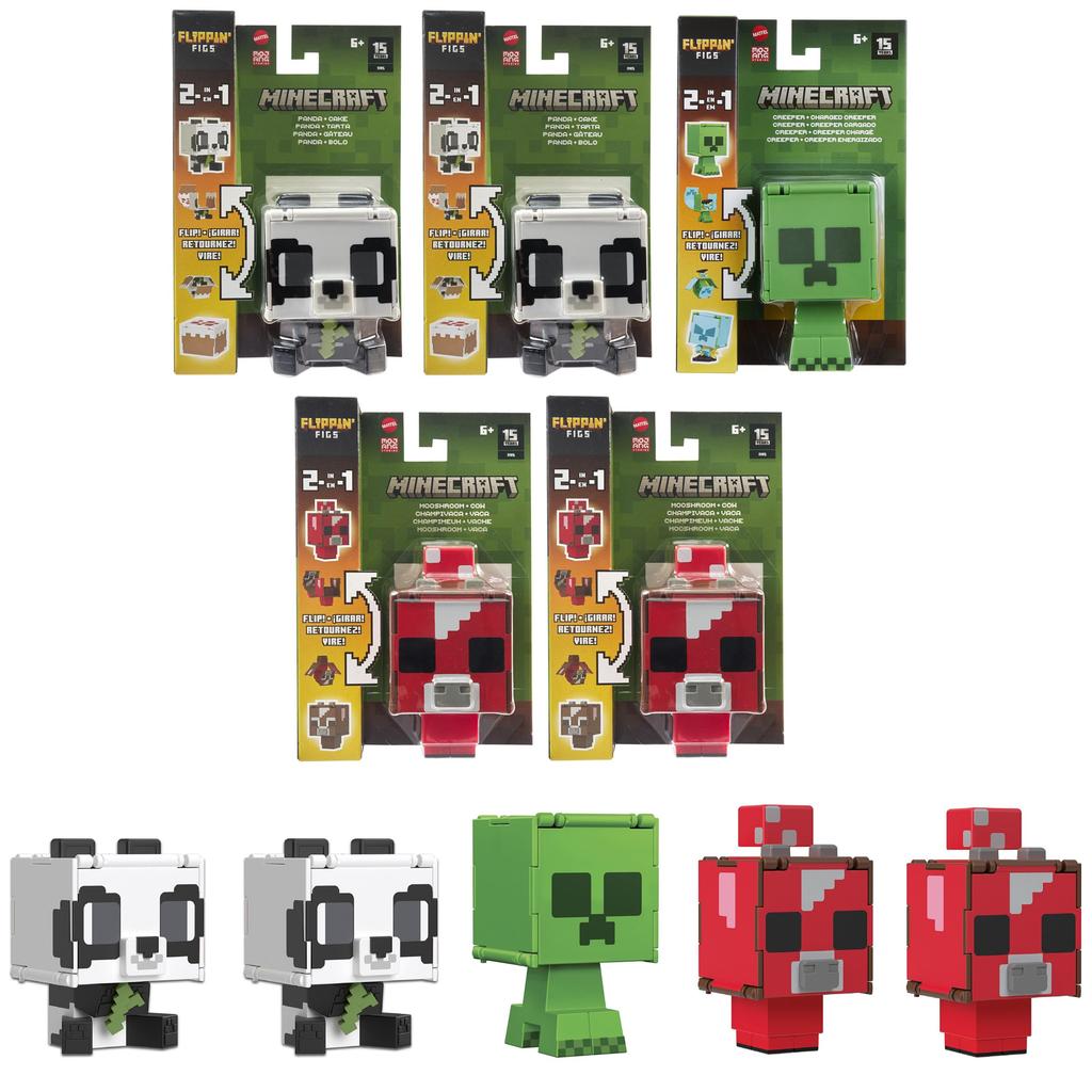 Mattel Minecraft Super Expandable Figures B Assortment Box Set Ages 6 and 5-Piece (Kids' Figures, Up) 986B-HTL43
