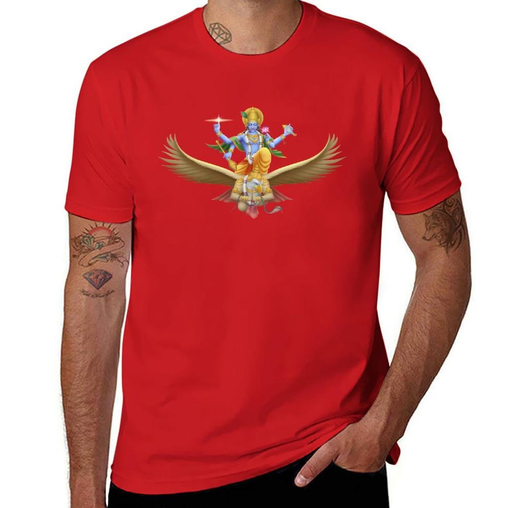Sri Vishnu and Garuda (clear background) T-Shirt cute clothes Blouse mens t shirts top quality