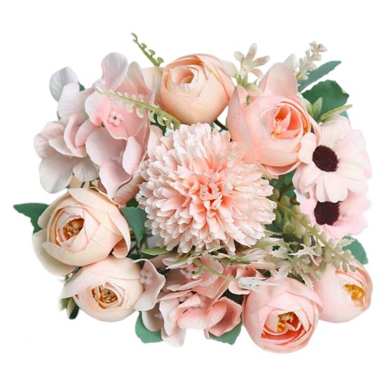 Искусственный цветок с зелеными листьями Реалистичный искусственный шелковый цветок Свадебная вечеринка Домашний офисный стол