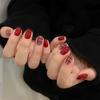 24 Pieces Autumn and Winter Red and Blue Plaid White Simple Jump Color Glossy Daily Short 24 Pieces Wearable Nails