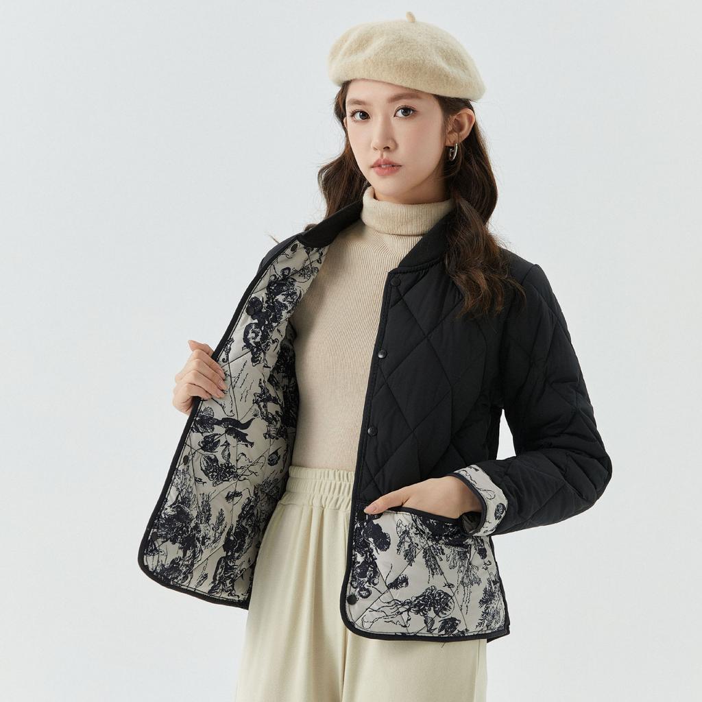 Женская осенне-зимняя теплая легкая повседневная одежда с длинными рукавами в китайском стиле с нитками и воротником снаружи из хлопка 2522