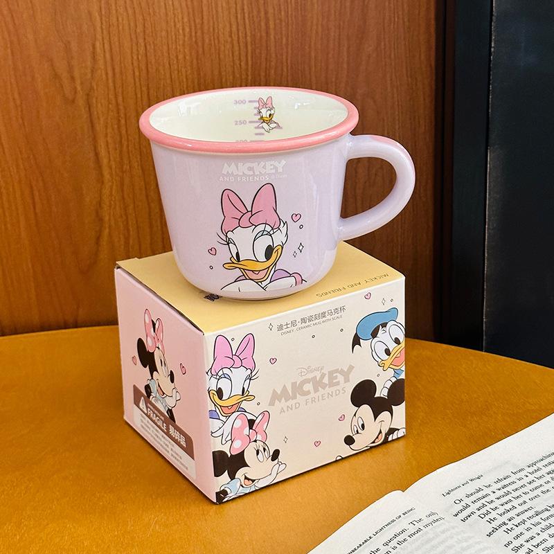 Cartoon Mickey Minnie Ceramic Mug Cute Donald Duck Daisy Water Cup Scale Cup Home Milk Breakfast Cup