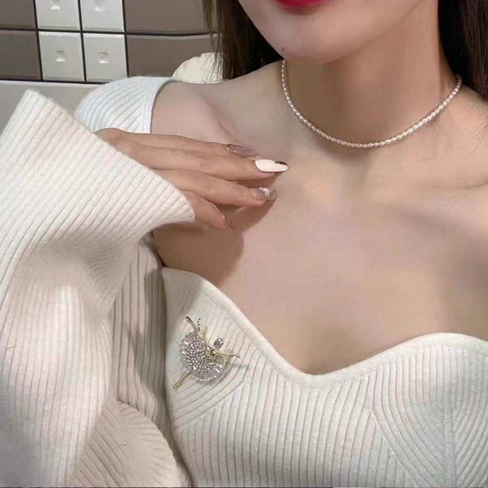 Rhinestone Brooch Crystal Girl Gift Korean style Ballerina Pin Women's Brooch Ballet Girl Brooch