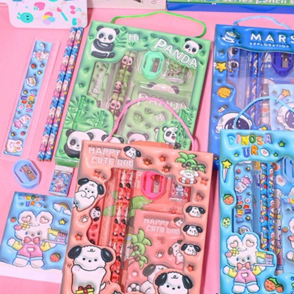 6Pcs/Set Sharpener Stationery Set Erasers Study Stationery Set Children's Pencils School Supplies