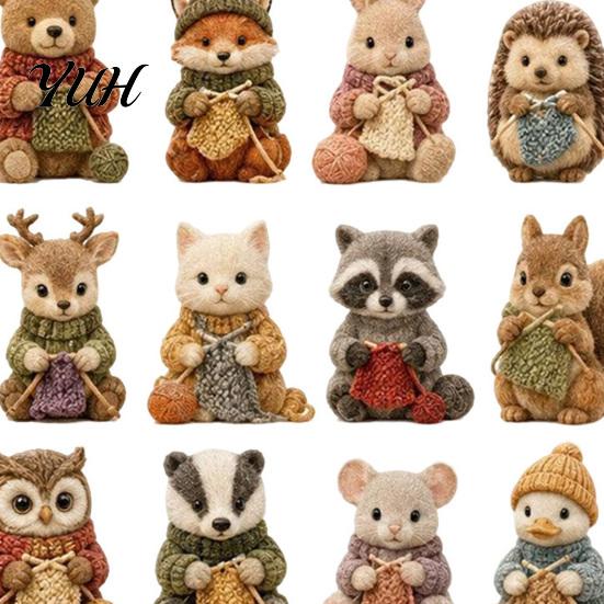 Acrylic Decorative Tree Decorations Knitting Animal Advent Calendar, 24 Ornaments, Cozy Autumn Knits Holiday Party Favor Cute Ornaments for Christmas