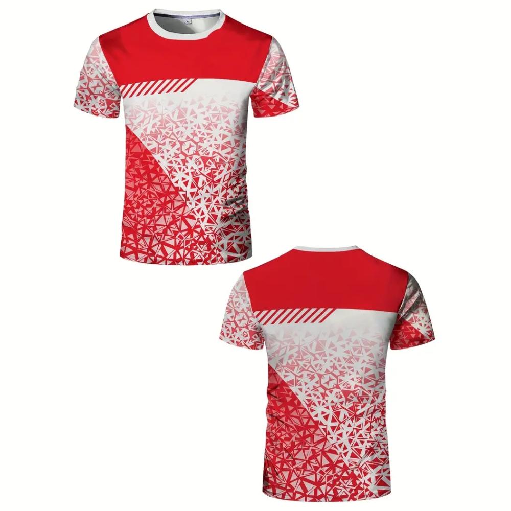 Gym Man T Shirt Geometric Color Blocks Printing Sports Gym Short Sleeve Tees Quick Drying Running Men Oversized Clothing