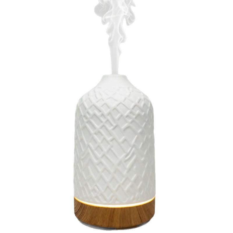 Geometric Ceramic Aroma Diffuser with Night Light - Silent Humidifier for Bedroom & Office Decor