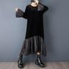 Long Sleeve Plus Size Velvet Mesh Vintage New In Dresses for Women Casual Loose Spring Autumn Dress