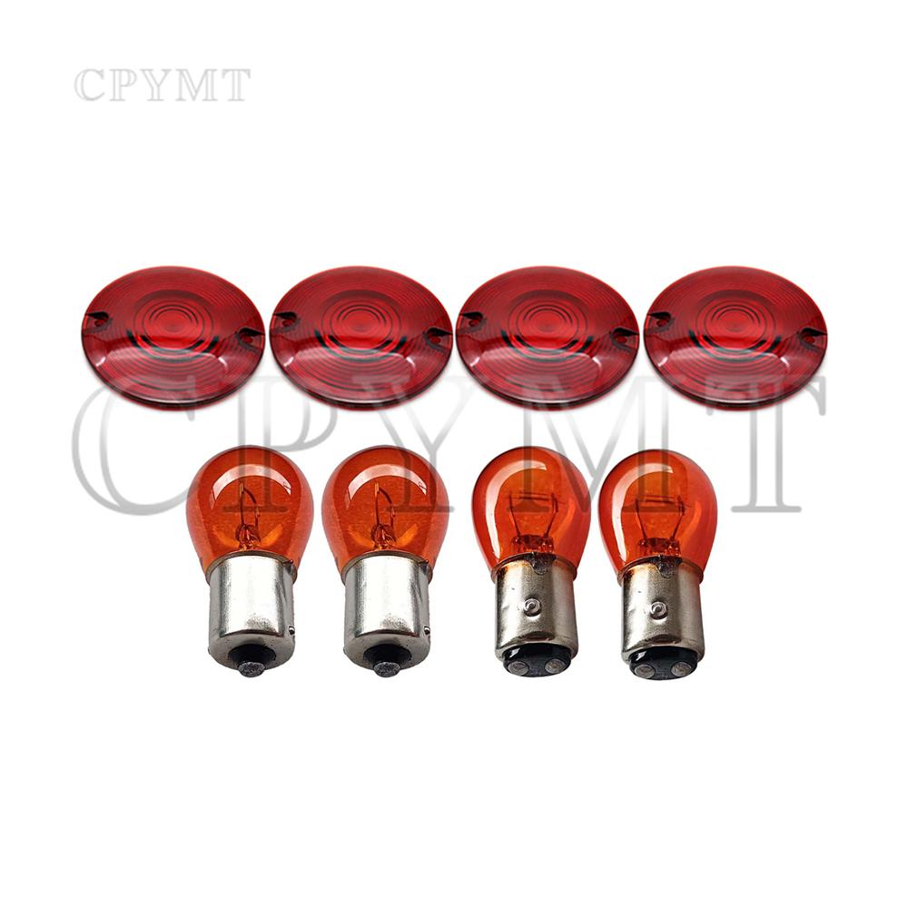 Комплект крышек для указателя поворота мотоцикла с лампочками 1156 1157, подходит для Harley Touring Road Electra Glide Road King